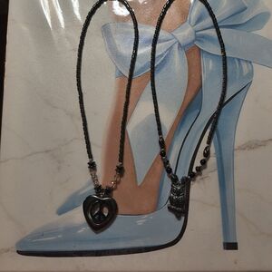 Necklaces Hematite Black Beaded Chokers Set Of Two. Peace Sign And Owl